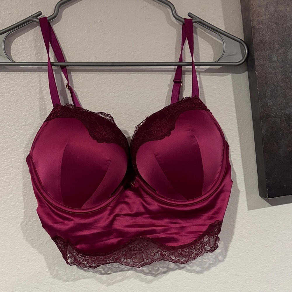 Victoria's Secret Deep Red Satin Lace Bra